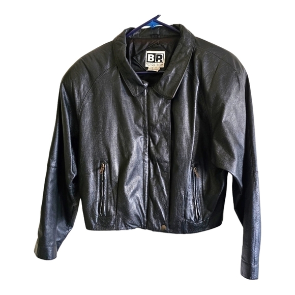 Nordstrom BP. Women's Black Leather Moto Jacket Coat Size Medium - Picture 1 of 14